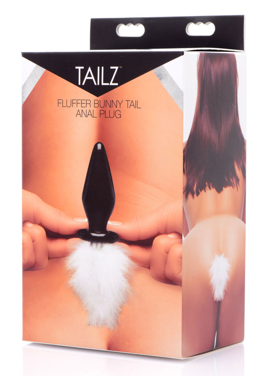 White Fluffer Bunny Tail Glass Anal Plug - Just for you desires
