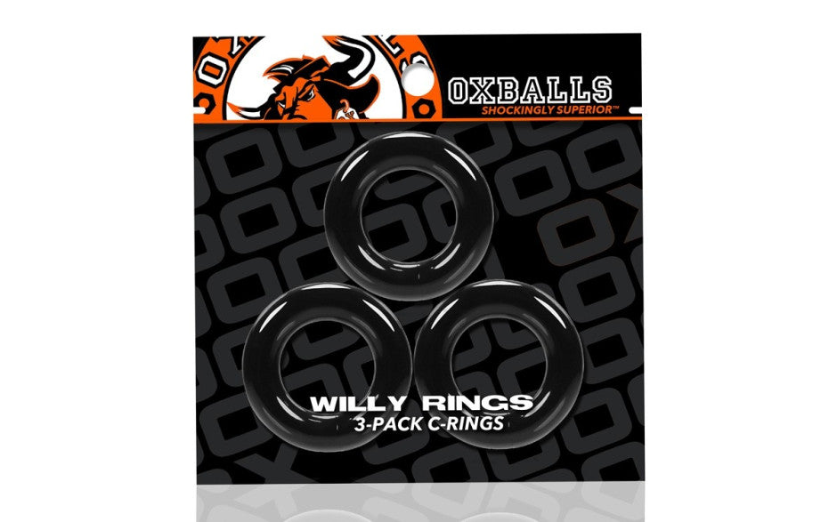 Oxballs Willy Rings 3 Pack Stretchy Cockrings Black - Just for you desires
