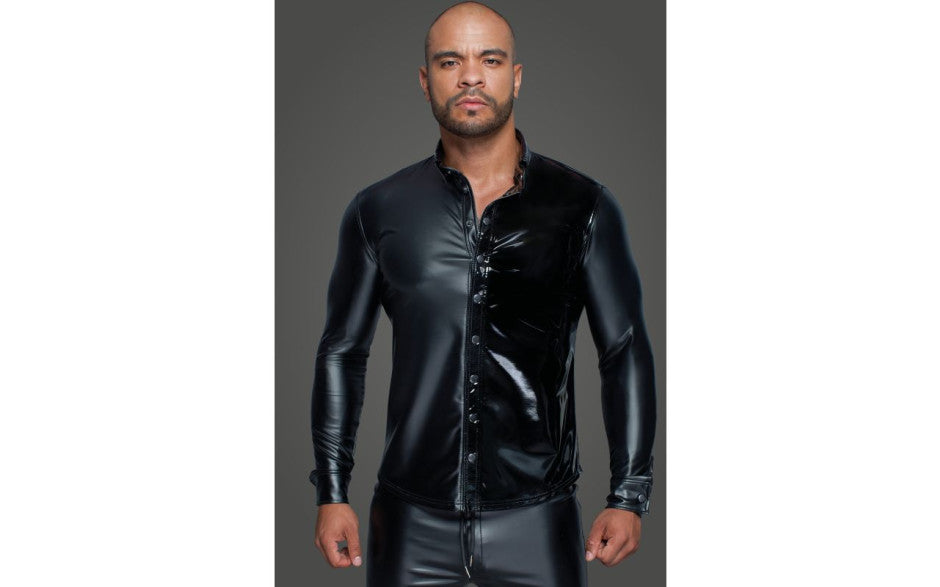Powerwetlook PVC Long Sleeved Shirt w Button Placket - Just for you desires