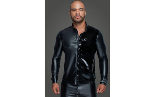 Powerwetlook PVC Long Sleeved Shirt w Button Placket - Just for you desires