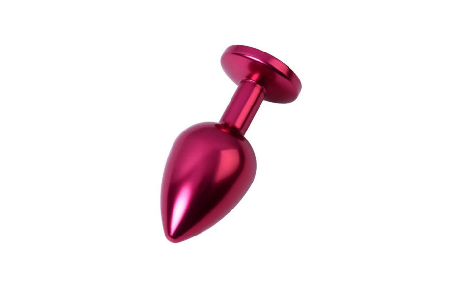 Red Metal Anal Plug w Black Crystal Medium