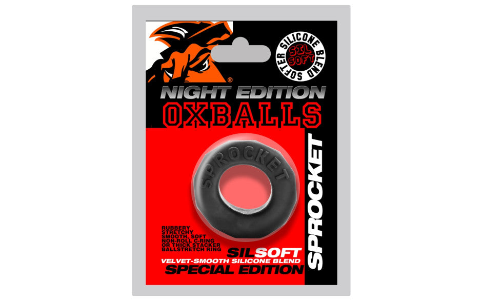 Oxballs Sprocket Comfort No Roll Cockring Plus+Silicone™ Special Edition Night - Just for you desires