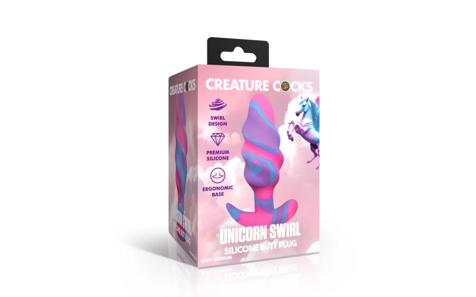Unicorn Swirl Silicone Butt Plug Large - Just for you desires