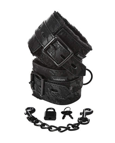 215301 - Sportsheets Lace Fur Lines Hand Cuffs - Just for you desires