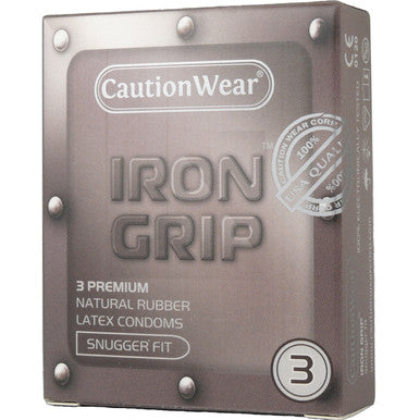 217280 - Caution Wear Iron Grip Condoms 3 Pack - Just for you desires