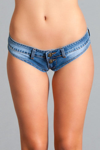 218681 - Low Waist Mini Denim Stretch Shorts - L - Just for you desires