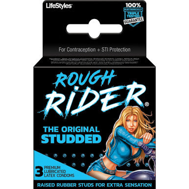 221922 - Lifestyles Rough Rider Studded Condoms 3 Pack - Just for you desires