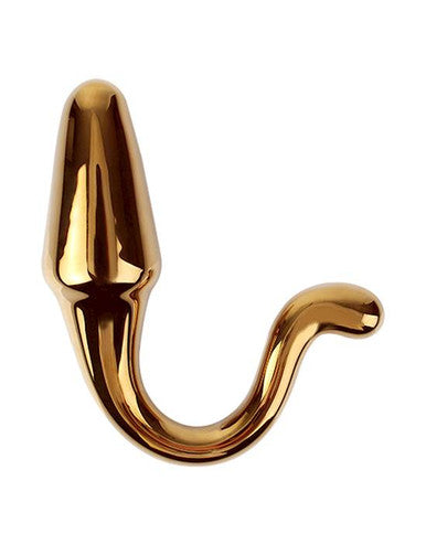 230464 - Lucent Hooked Gold Glass Butt Plug - Just for you desires