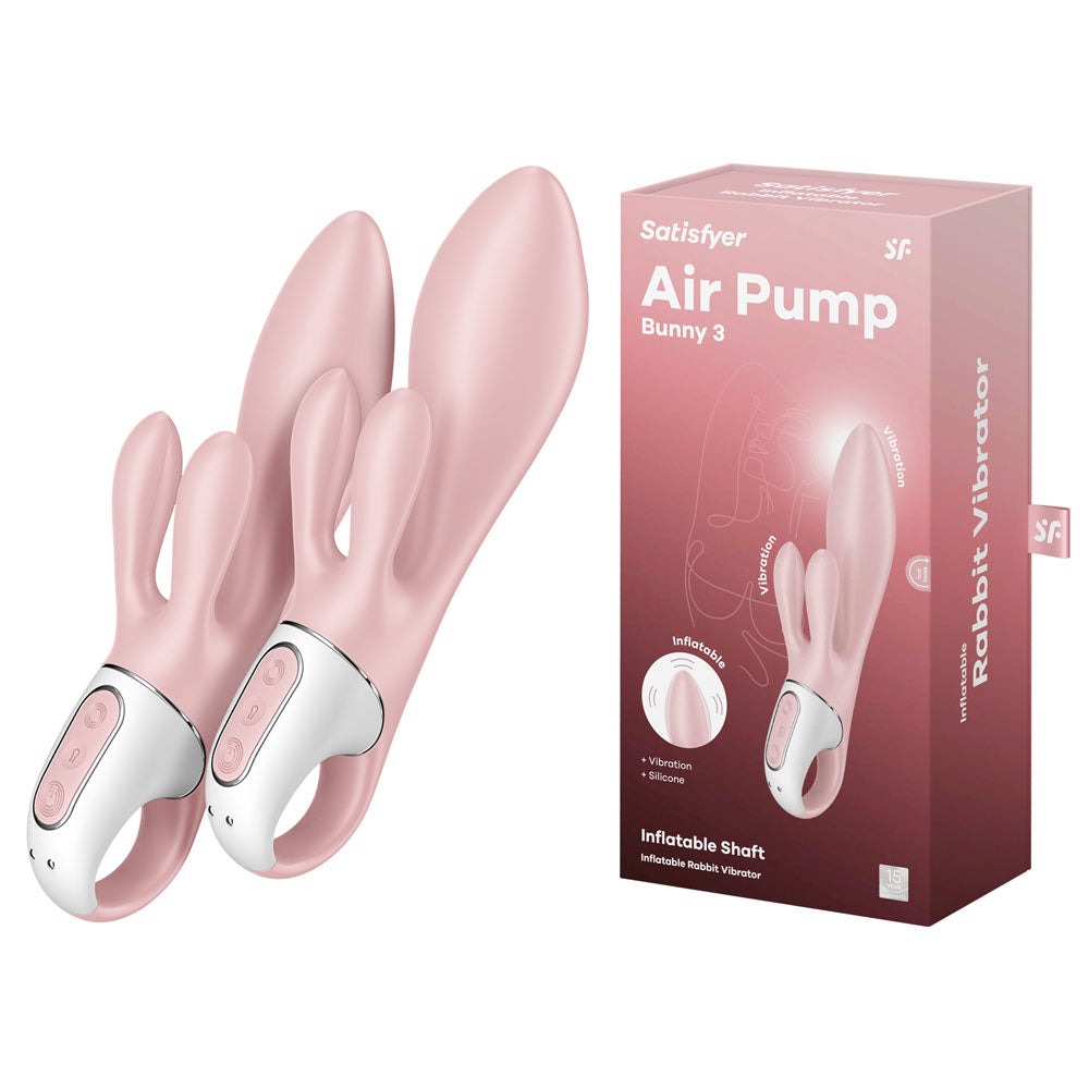 Satisfyer Air Pump Bunny 3 - Pink USB Rechargeable Inflatable Rabbit Vibrator - Just for you desires