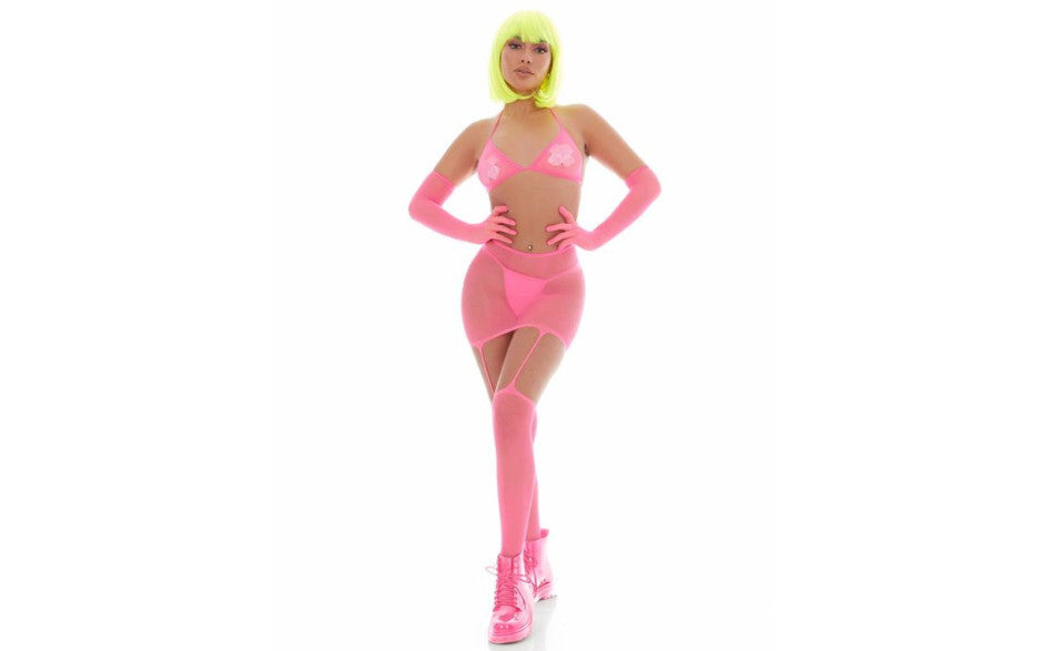 Pink Mesh Bling Ring Set incl Pasties - Just for you desires