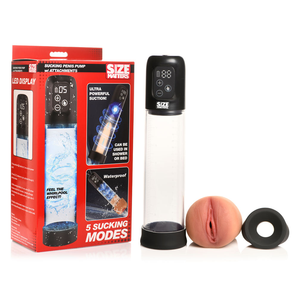 Size Matters Sucking Penis Pump - Clear USB Rechargeable Penis Pump - Just for you desires