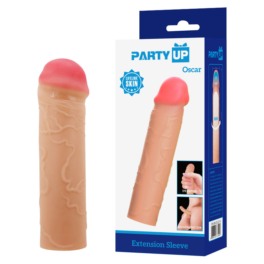 Party Up OSCAR 1 Inch Extender Sleeve - Flesh 1 Inch Penis Extender Sleeve - Just for you desires