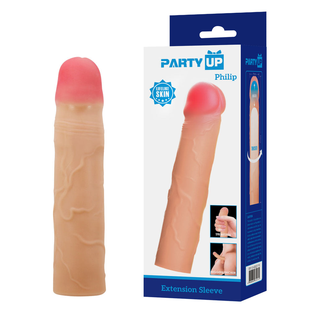 Party Up PHILIP 3 Inch Extender Sleeve - Flesh 3 Inch Penis Extender Sleeve - Just for you desires