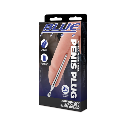 Blue Line 3.5"" Stainless Steel Penis Plug - Just for you desires