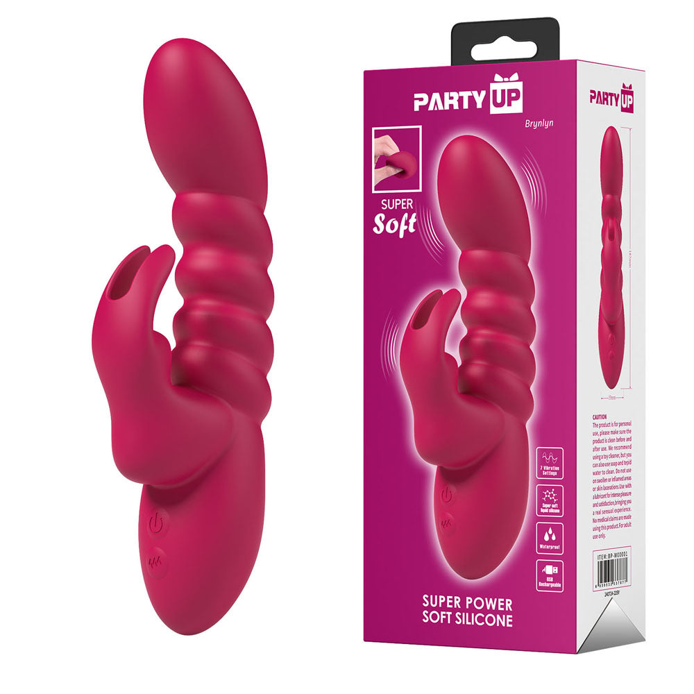 Party Up BRYNLYN - Pink - Pink 18.2 cm USB Rechargeable Rabbit Vibrator - Just for you desires