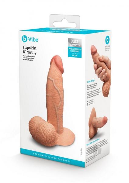 B Vibe Slipskin Realistic Silicone Dildo 6"" Girthy Mocha - Just for you desires