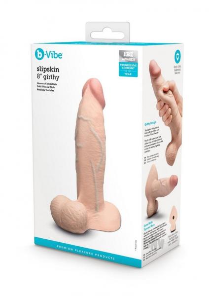 B Vibe Slipskin Realistic Silicone Dildo 8"" Girthy Cream - Just for you desires