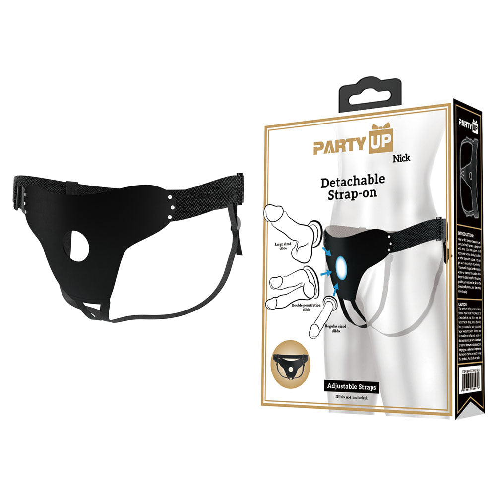 Party Up NICK Strap-On Harness - Black Adjustable Strap-On Harness (No Probe Included) - Just for you desires