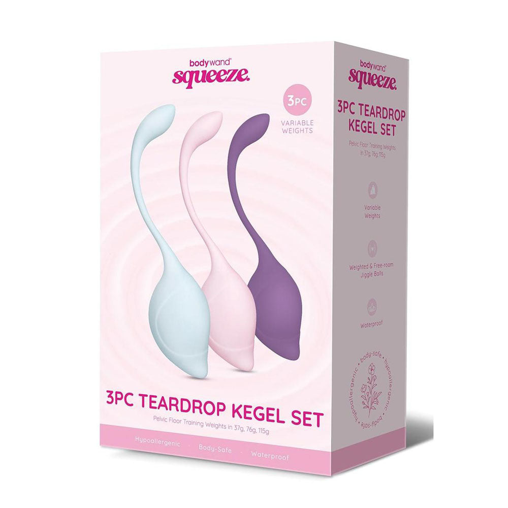 Bodywand Squeeze 3pc Teardrop Kegel Set - Weighted Kegel Set - 3 Piece Kit - Just for you desires