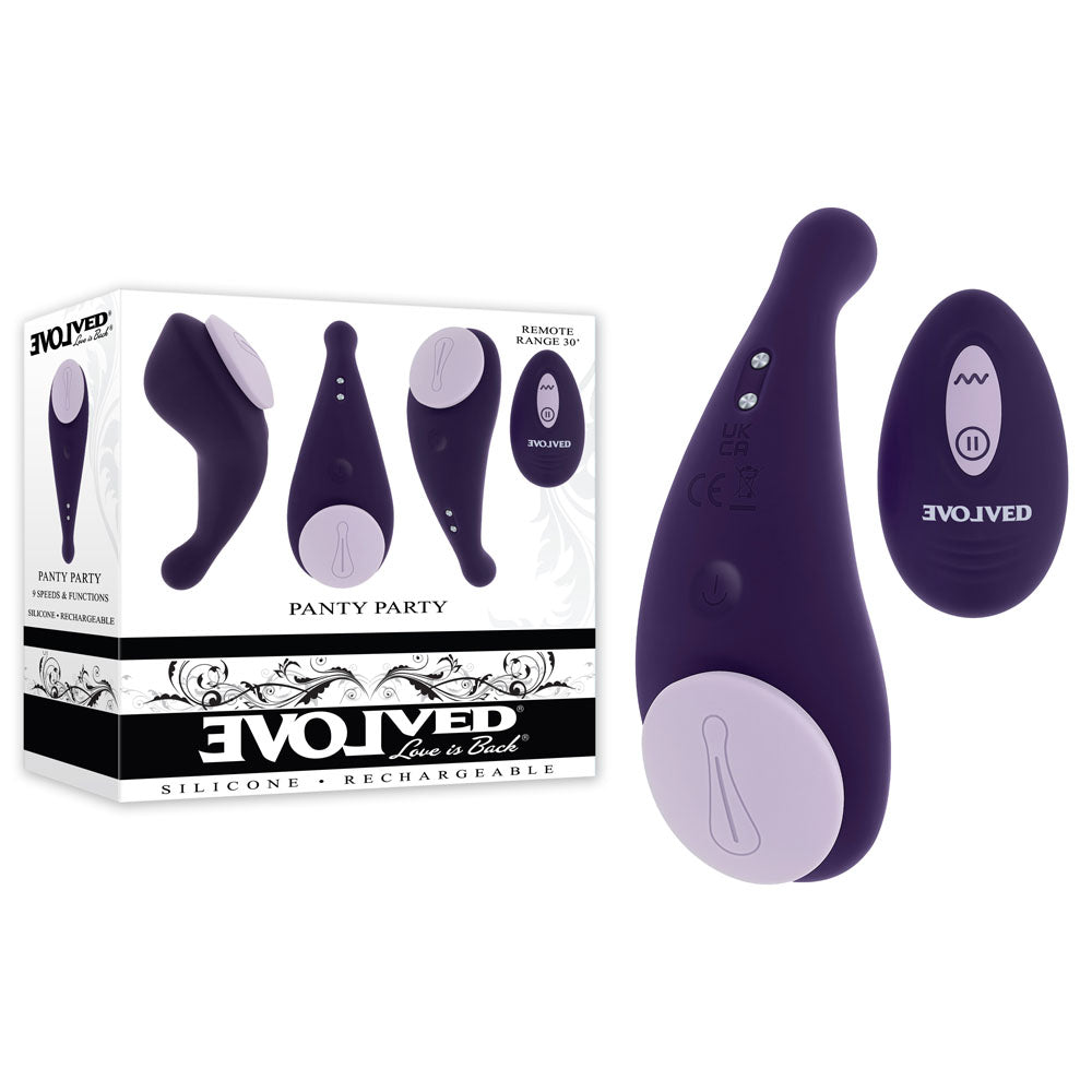 Evolved PANTY PARTY - Purple USB Rechargeable Panty Vibrator with Remote Control - Just for you desires