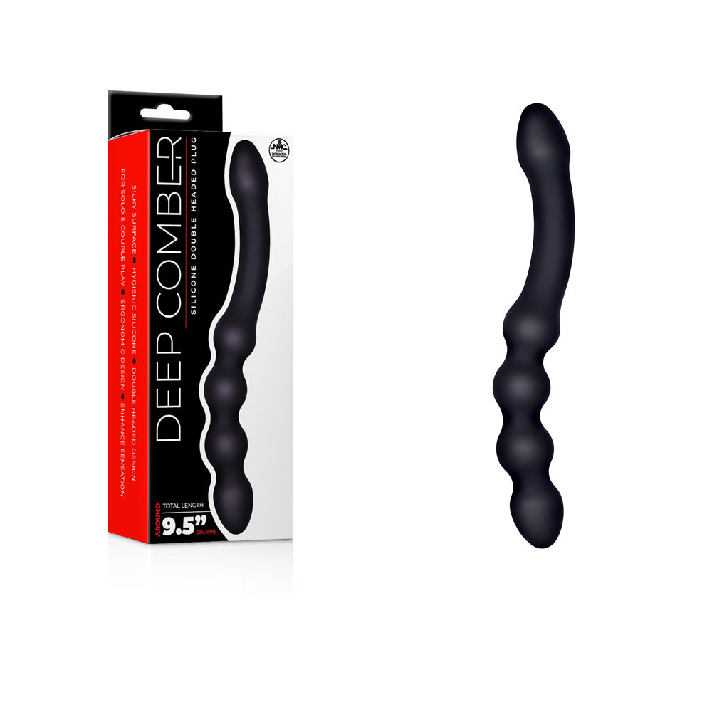 Deep Comber - Black 24 cm Silicone Beaded Double Dildo - Just for you desires