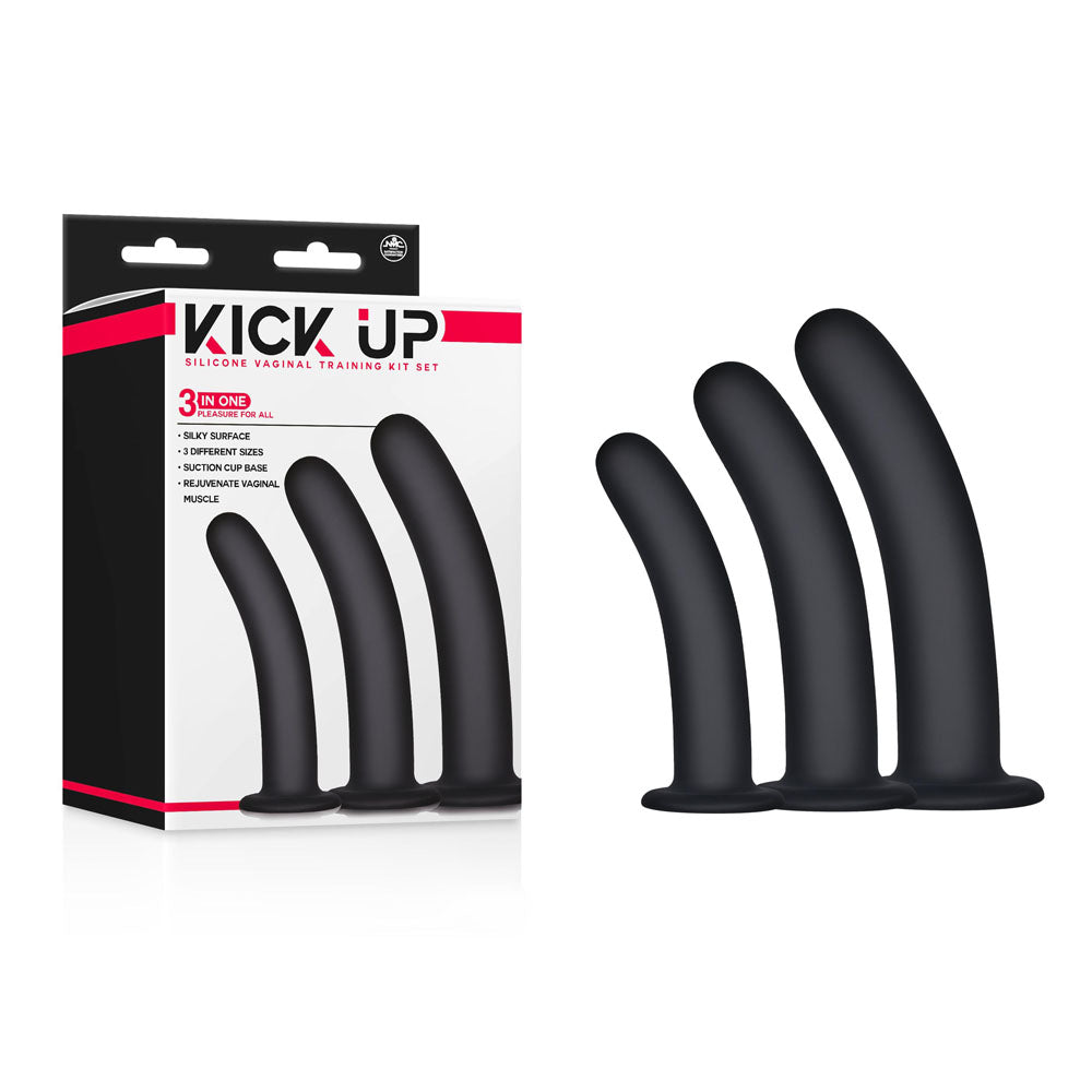 Kick Up Silicone Vaginal Training Kit - Black Vaginal Dilators - Set of 3 Sizes - Just for you desires