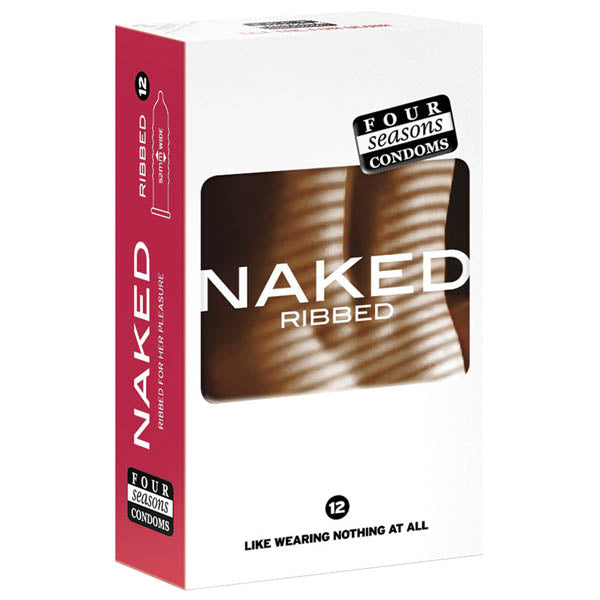 Four Seasons Naked Ribbed - Ultra Thin Ribbed & Lubed Condoms - 12 Pack - Just for you desires