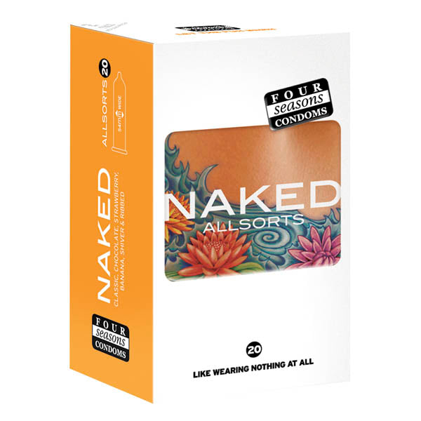 Four Seasons Naked Allsorts - Ultra Thin Lubed Condoms in 6 Styles - 20 Pack - Just for you desires