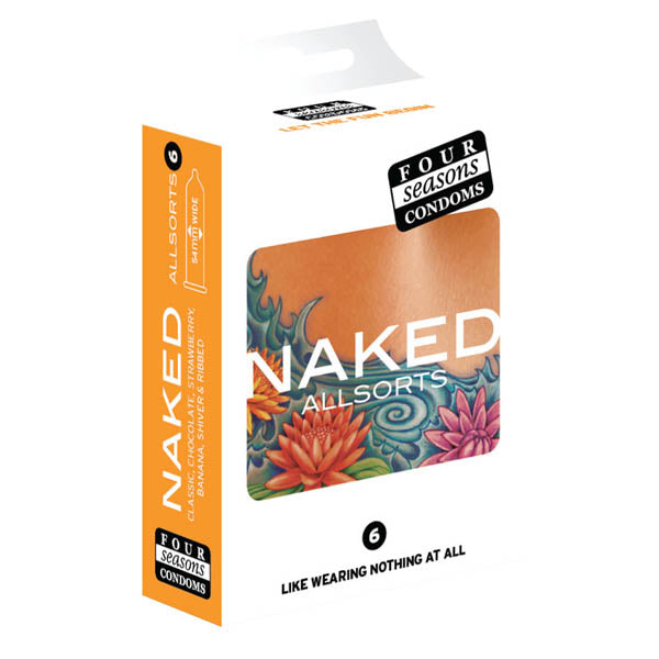 Four Seasons Naked Allsorts - Ultra Thin Lubed Condoms in 6 Styles - 6 Pack - Just for you desires