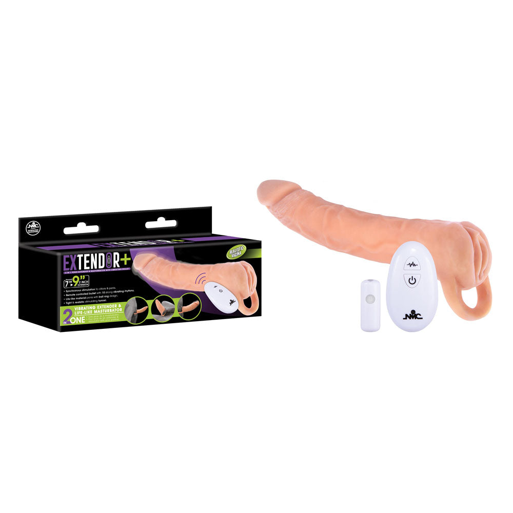 Extendor+ - Flesh 2 Inch Vibrating Penis Extender and Stroker - Just for you desires