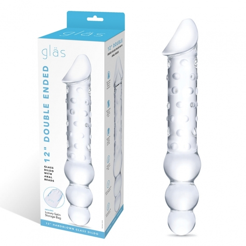 12"" Double Ended Glass Dildo With Anal Beads - Just for you desires