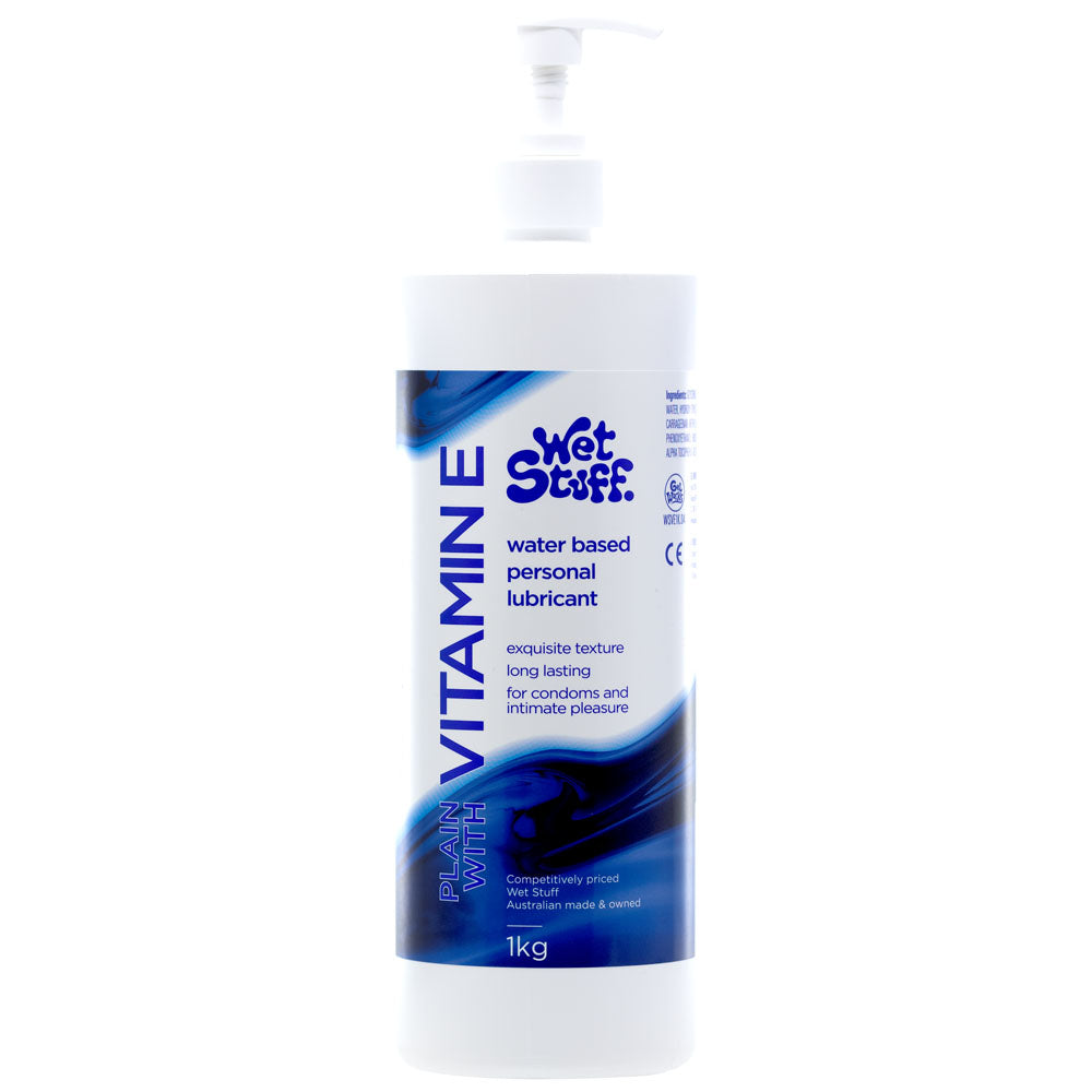 Wet Stuff Plain - 1kg Pump - Water Based Lubricant with Vitamin E - 1 kg Bottle - Just for you desires