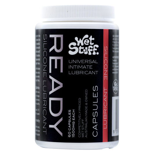 Wet Stuff Ready Caps - Silicone Lubricant Capsules - Jar of 60 - Just for you desires