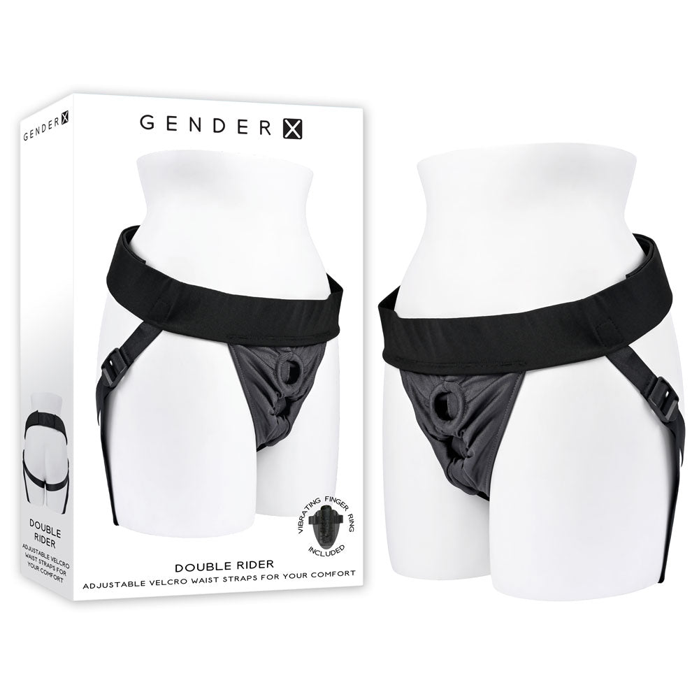 Gender X DOUBLE RIDER - Black Adjustable Strap-On Harness (No Probe Included) - Just for you desires