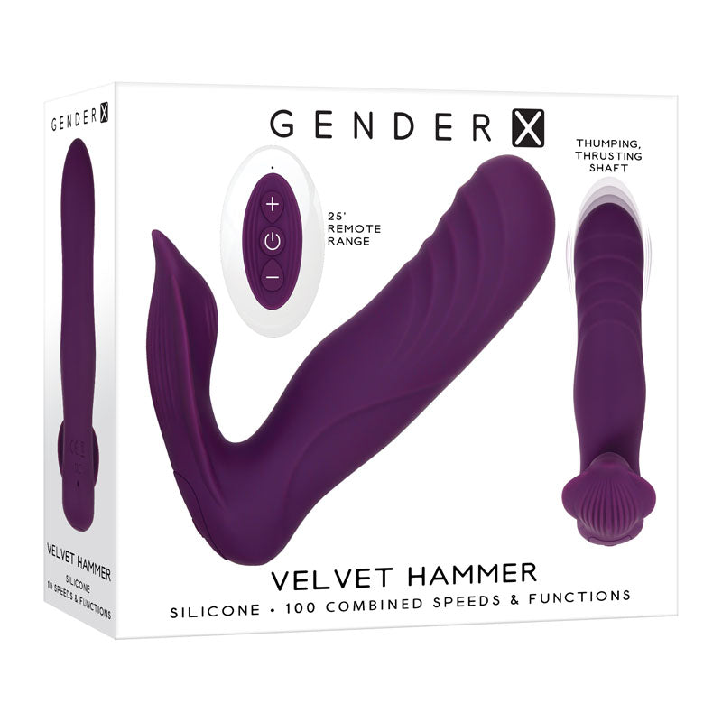 Gender X VELVET HAMMER - Purple USB Rechargeable Wearable Vibe with Remote - Just for you desires
