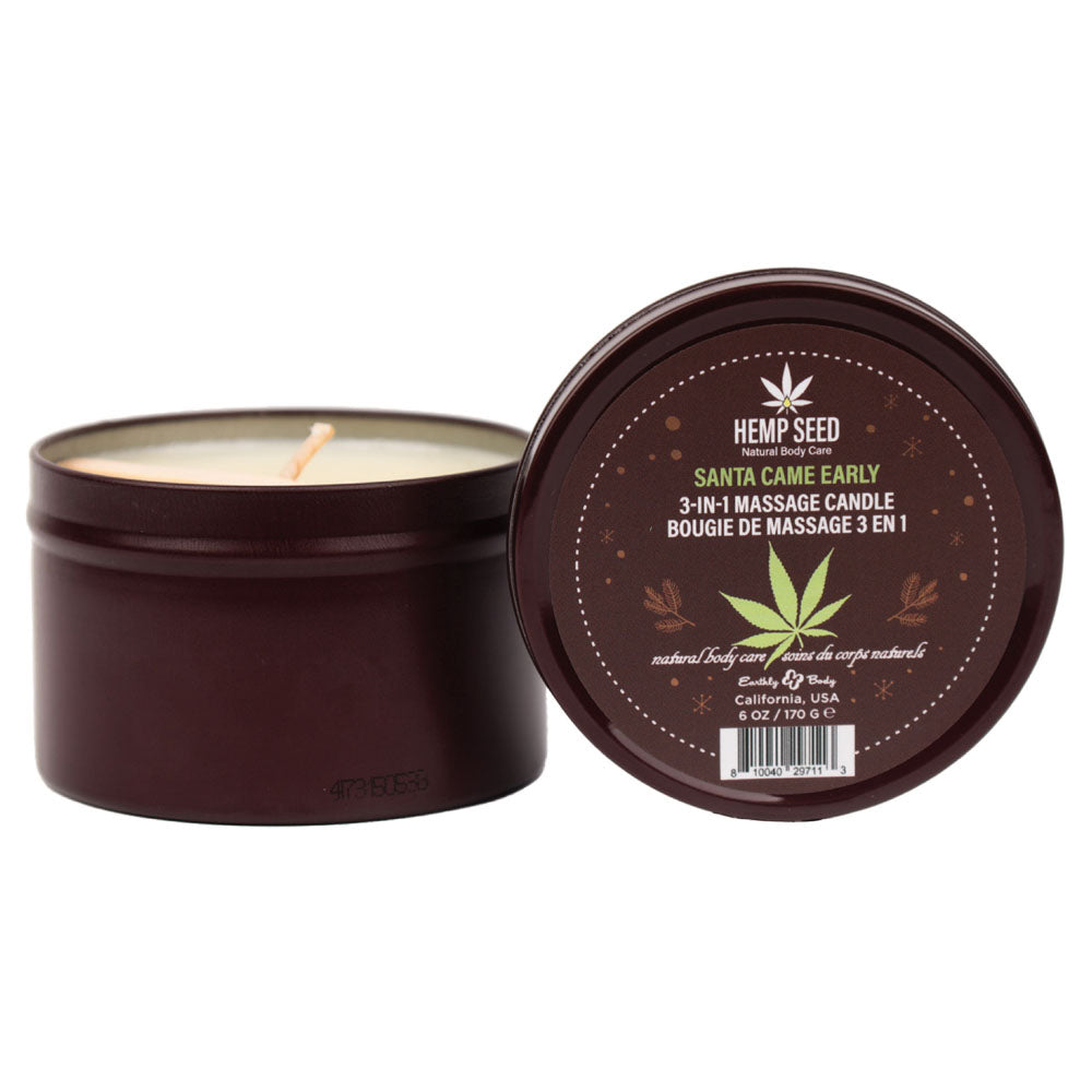 Hemp Seed 3-In-1 Massage Candle - Santa Came Early - Honey, Cinnamon, Maple - 170 g - Just for you desires