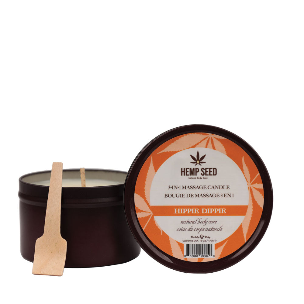 Hemp Seed 3-In-1 Massage Candle - Hippie Dippie (Toasted Coconut, Sparkling Cashmere, Sandalwood)- 170 g - Just for you desires