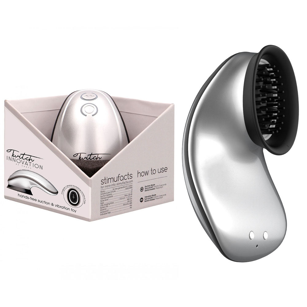 Twitch 1 - Silver - Silver USB Rechargeable Suction Vibrator - Just for you desires
