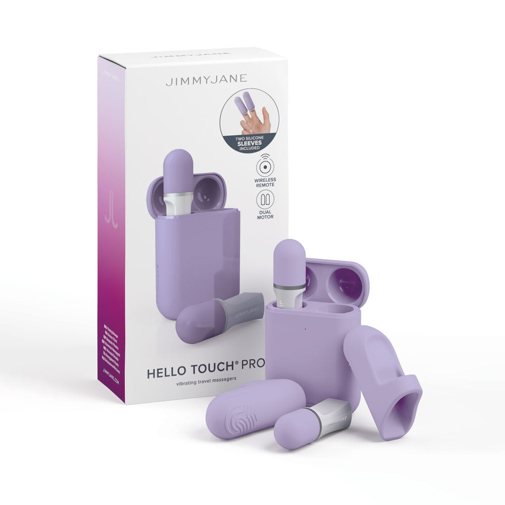 JimmyJane Hello Touch Pro - Purple Vibrating Finger Stimulators with Charging Pod - Just for you desires