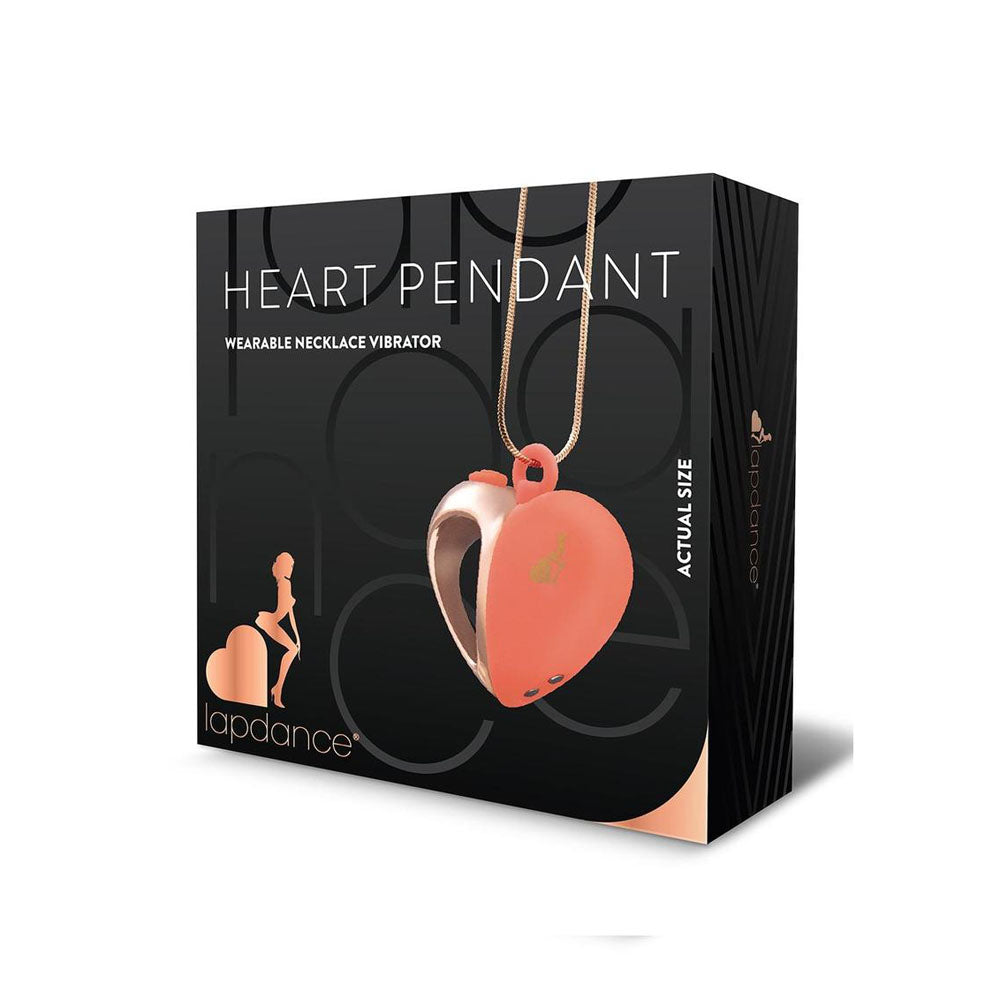 LAPDANCE Heart Pendant Wearable Necklace Vibrator - Pink/Rose Gold USB Rechargeable Necklace Vibrator - Just for you desires