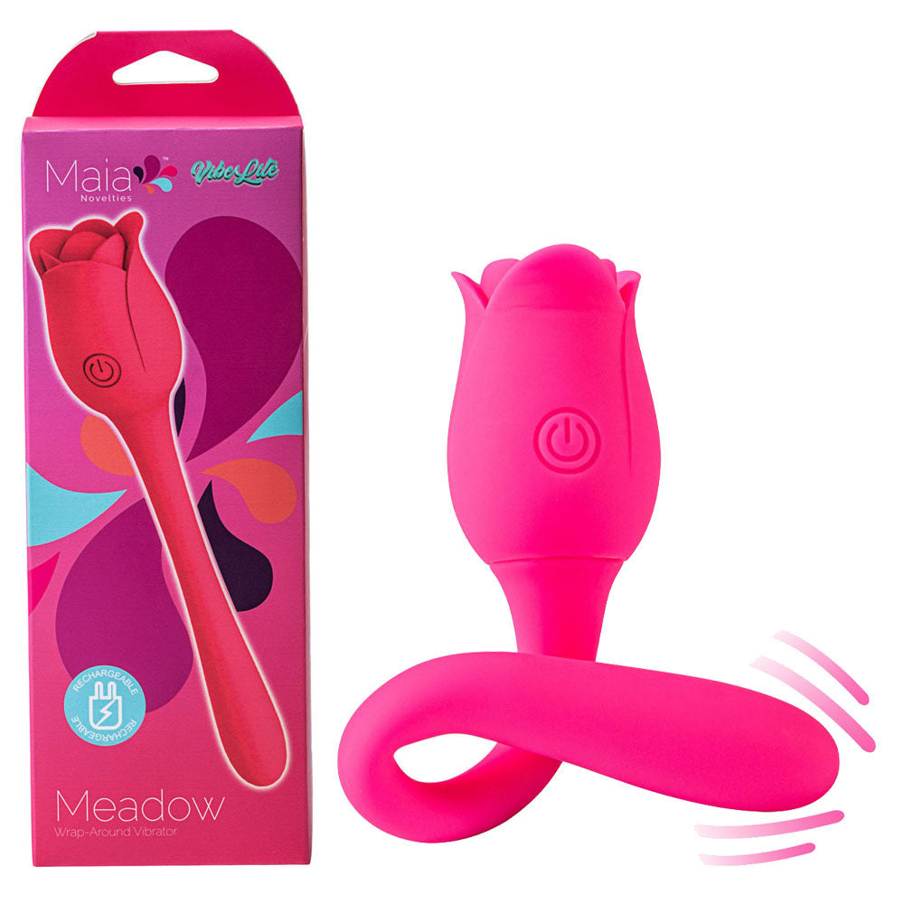 Maia MEADOW - Pink 14 cm USB Rechargeable Flower Stimulator - Just for you desires