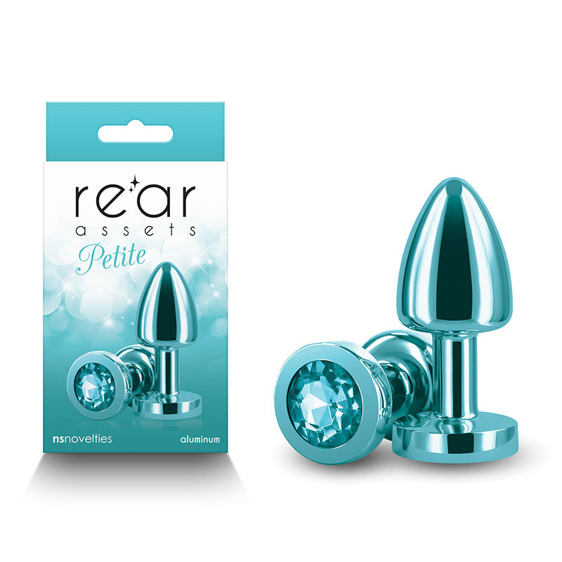 Rear Assets Petite - Teal - Teal 6 cm Metal Butt Plug with Teal Round Gem Base - Just for you desires