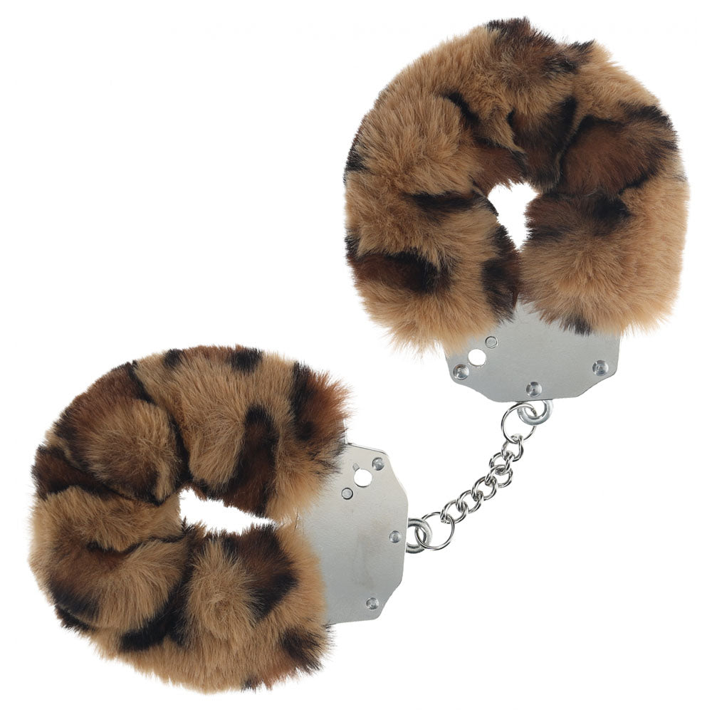 OUCH! Heavy-Duty Fluffy Cuffs - Leopard - Leopard Fluffy Restraints - Just for you desires