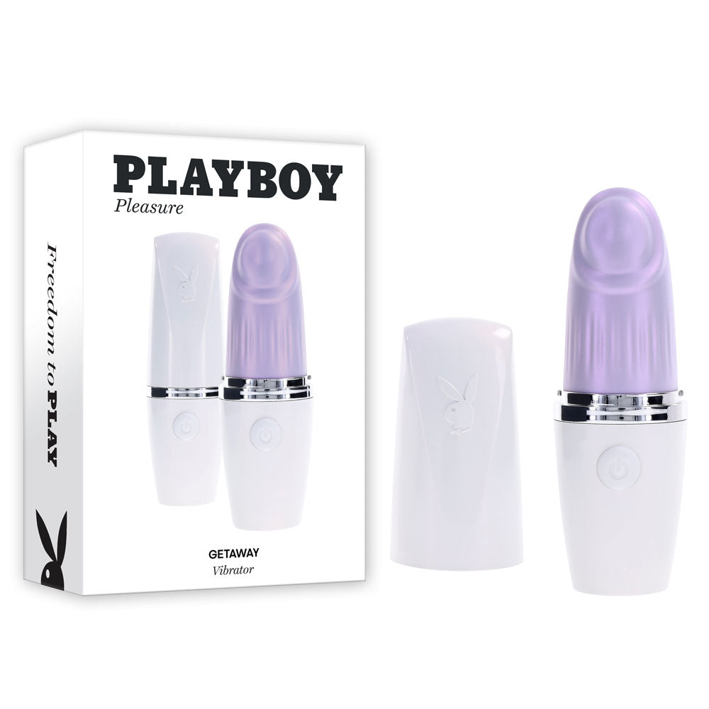Playboy Pleasure GETAWAY - White/Purple 14.2 cm USB Rechargeable Tapping Stimulator - Just for you desires