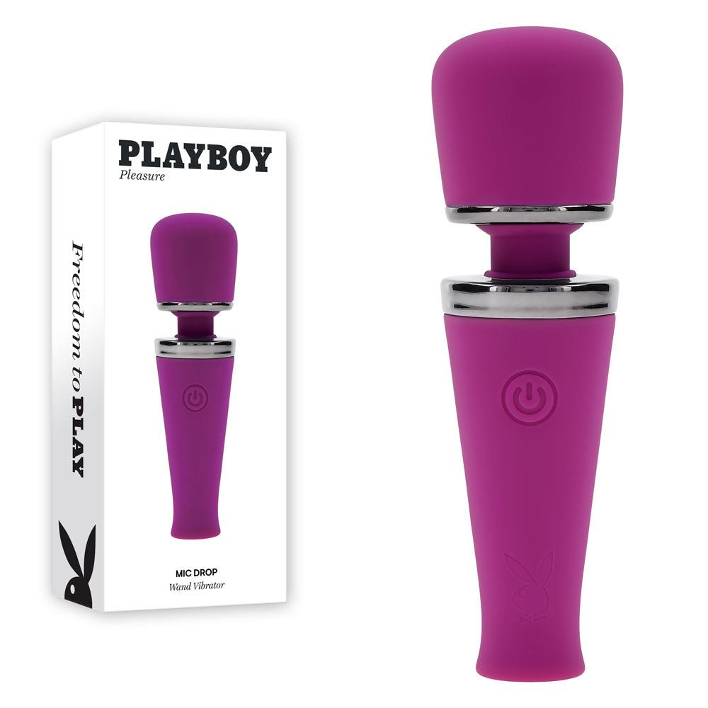 Playboy Pleasure MIC DROP - Purple 11.4 cm USB Rechargeable Vibrating Mini Massage Wand - Just for you desires
