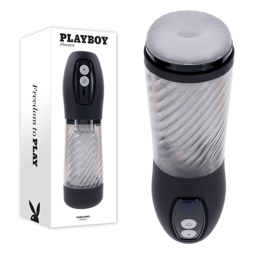 Playboy Pleasure WHIRLWIND - Clear USB Rechargeable Thrusting and Spinning Auto Stroker - Just for you desires