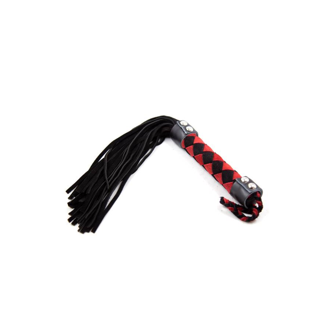 Plesur 15"" Leather Flogger – Black/Red - Just for you desires
