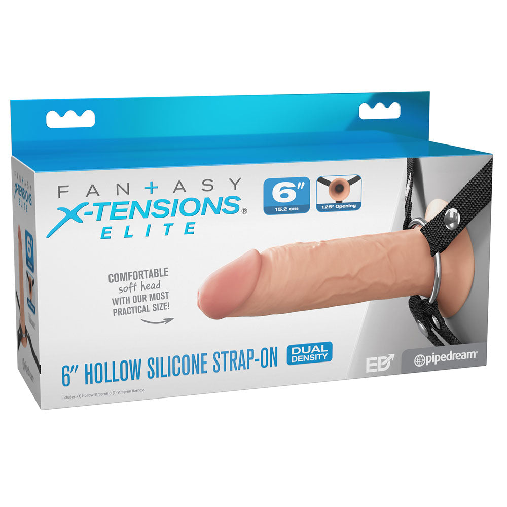 FX Elite 6'' Silicone Hollow Strap-On - Flesh - Flesh 15.2 cm Hollow Strap-On - Just for you desires
