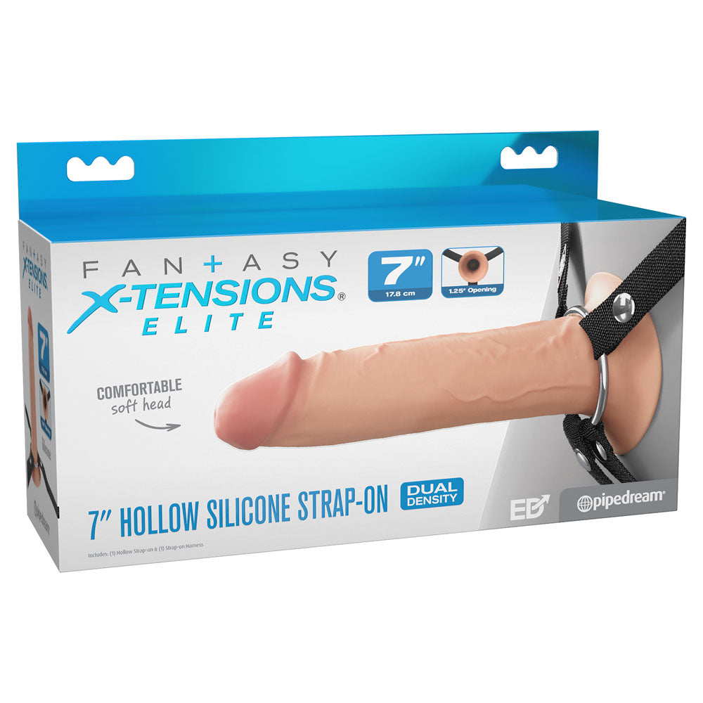 FX Elite 7'' Silicone Hollow Strap-On - Flesh - Flesh 17.8 cm Hollow Strap-On - Just for you desires