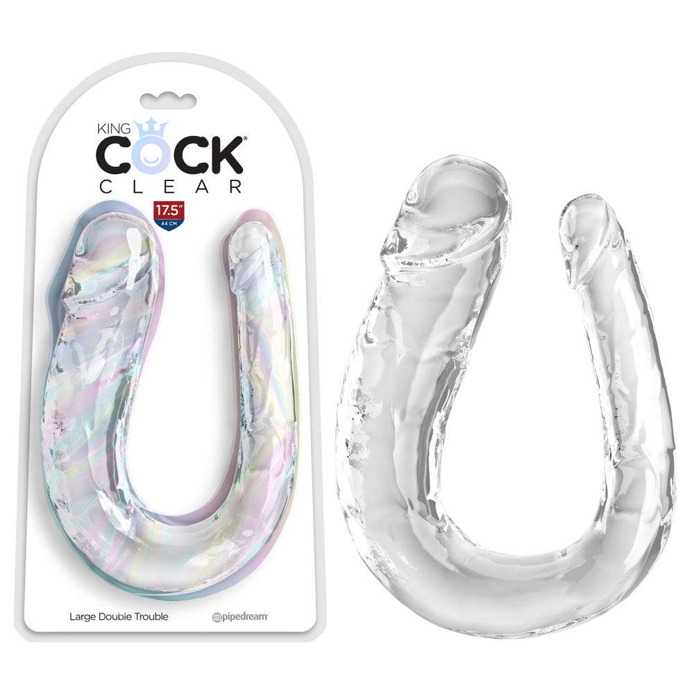 King Cock Clear Large Double Trouble - Clear Large Double Penetration Dong - Just for you desires